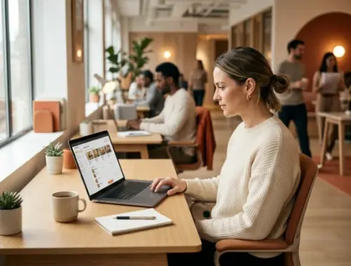 Office admin placing the week's catering order at a desk
