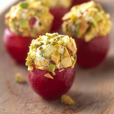Grapes filled with Goat & Sheep Cheese and Pistachio